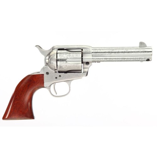 TAYLORS AND COMPANY 1873 Cattleman 357 Mag 55 6rd Revolver  Stainless Floral Engraved