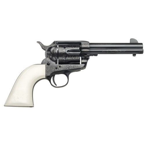 TAYLORS AND COMPANY Outlaw Legacy 357 Mag 475 6rd Revolver  Blued Engraving  Ivory