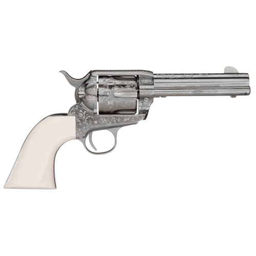TAYLORS AND COMPANY Outlaw Legacy 357 Mag 475 6rd Revolver  Nickel Engraved  Ivory Handle