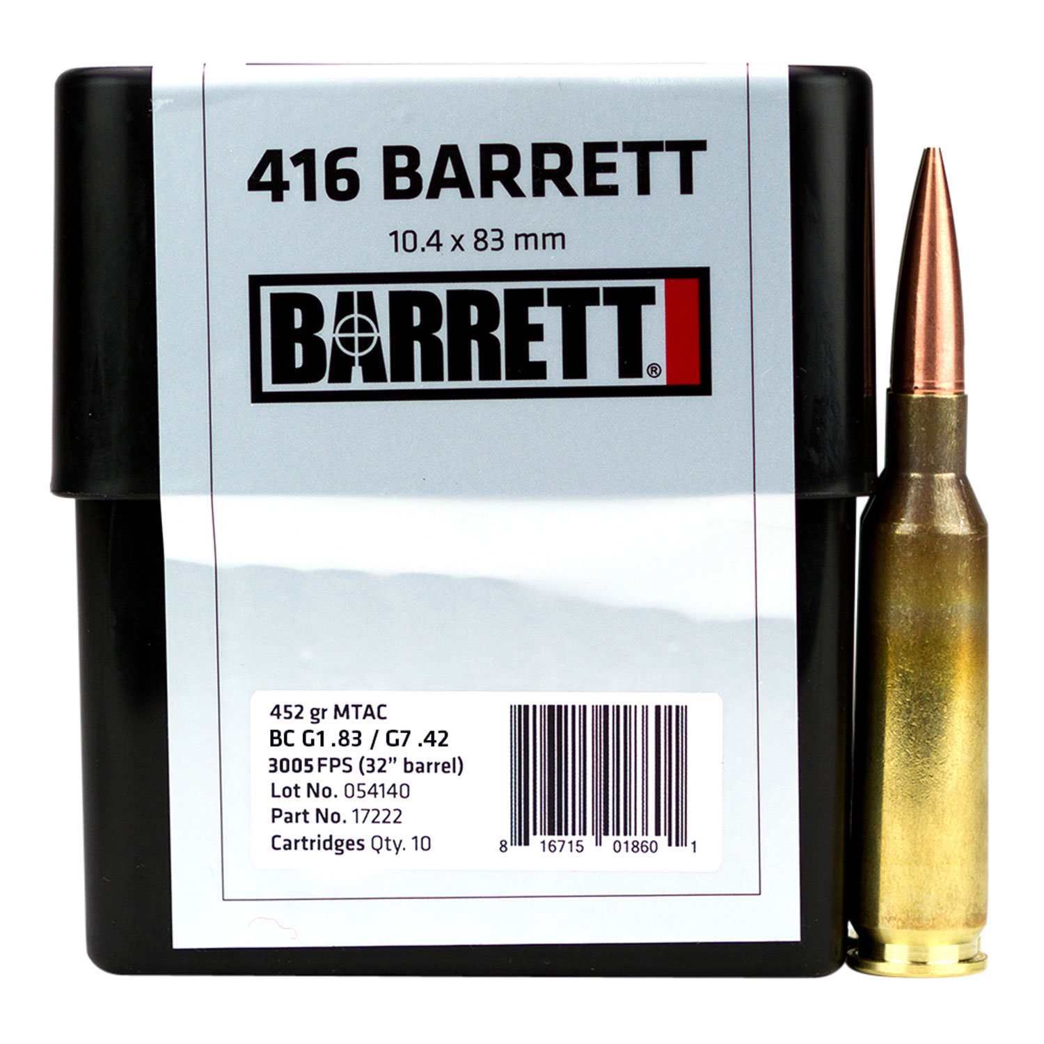 Barrett BARRETT MTAC 416 Barrett 452gr Brass Ammunition | 10 Rounds