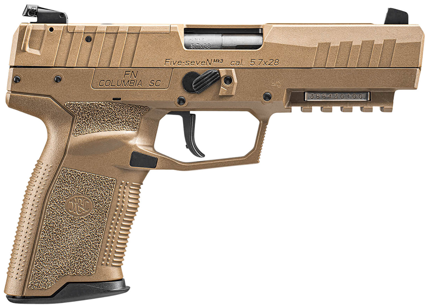 FN 66101277 Five-seveN MRD 5.7x28mm 4.80″ Barrel 10+1 , Flat Dark Earth , Adjustable Sights , Optics Ready