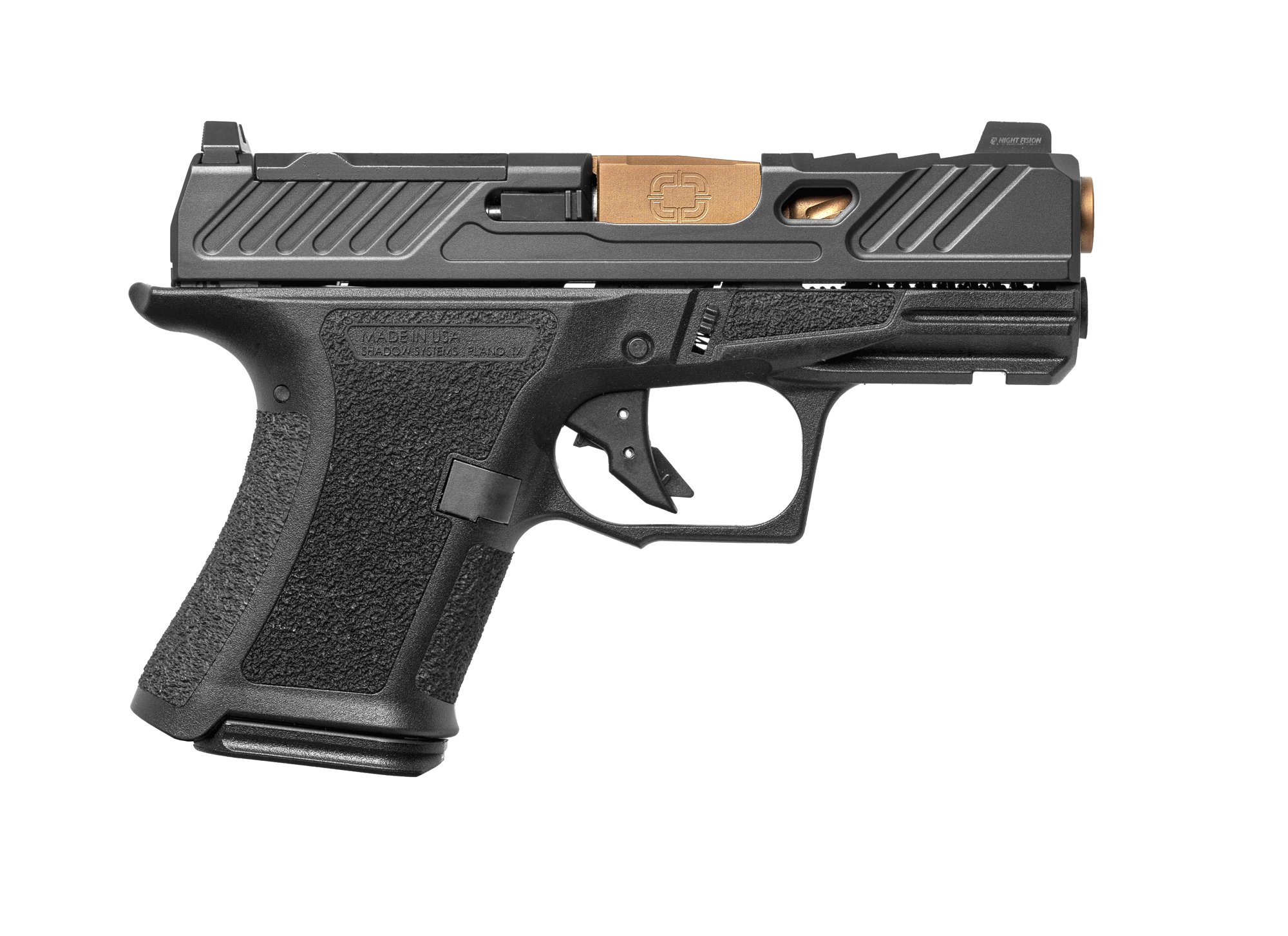 SHADOW SYSTEMS CR920 Elite 9mm 3.41" 10rd Optic Ready Pistol w/ Night Sights | Black, Bronze Barrel