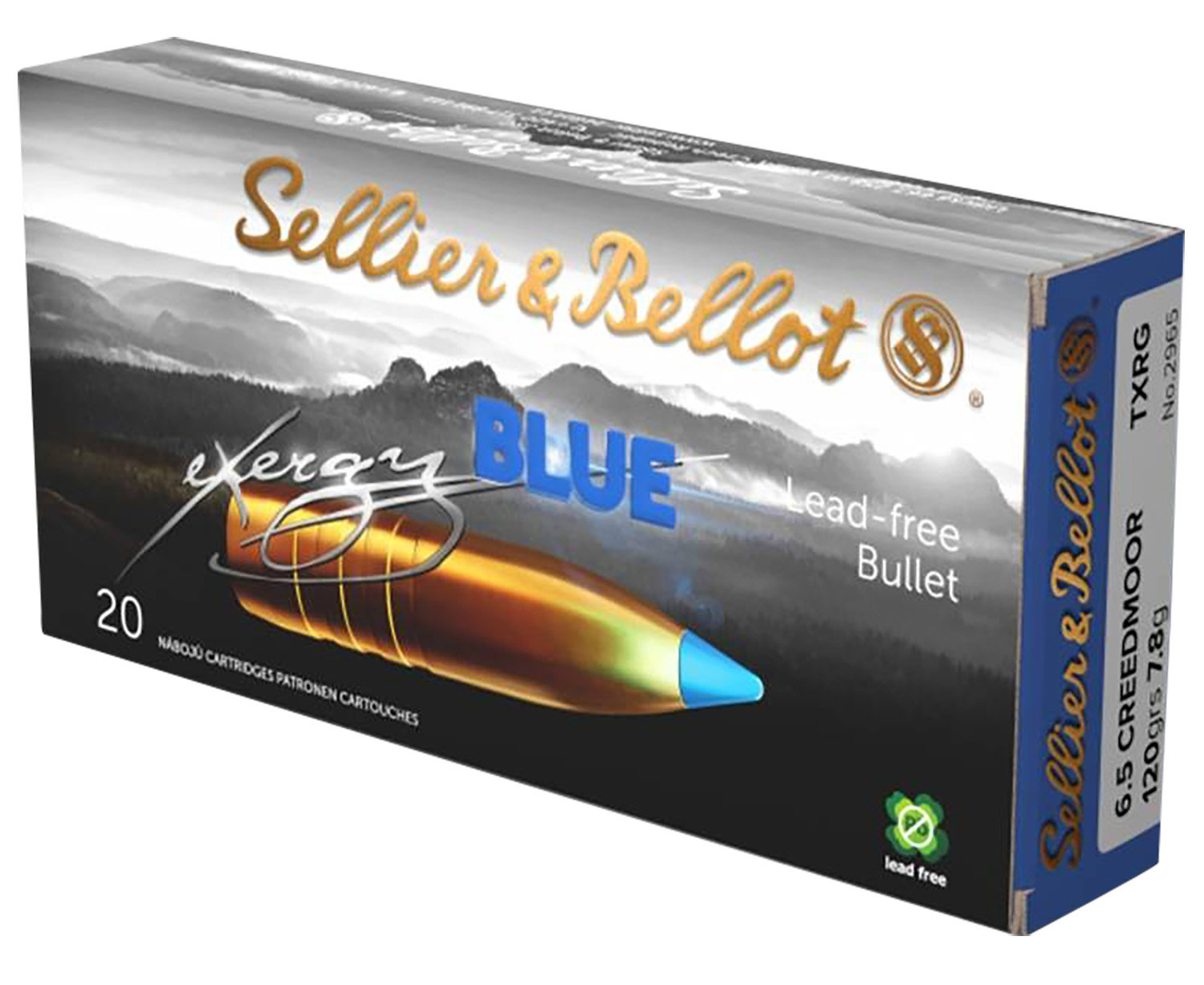 Sellier & Bellot Sb Exergy Blue Solid Copper 6.5 Creedmoor 120GR 20 RD