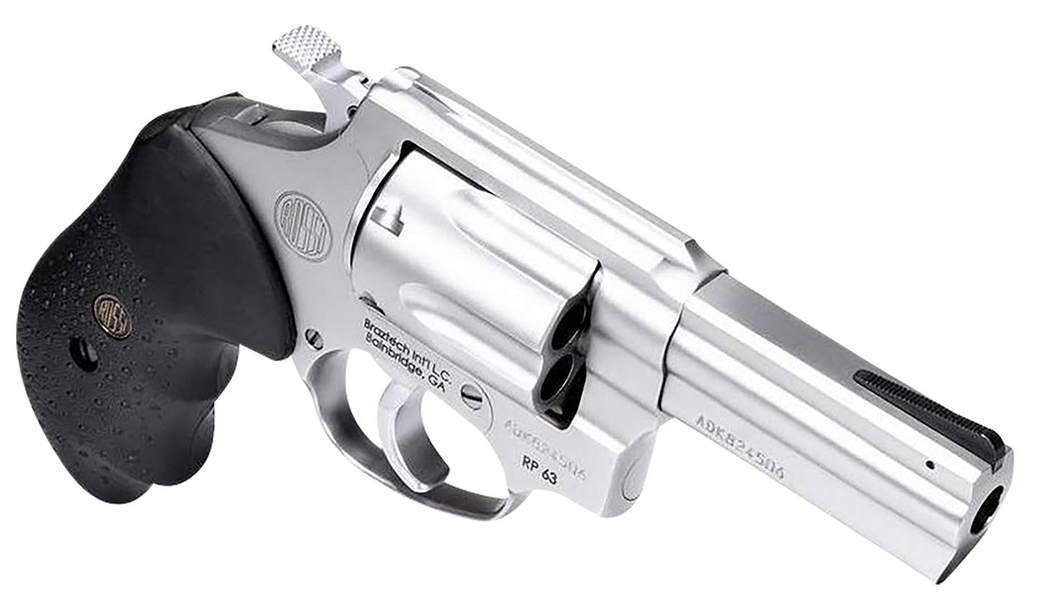 ROSSI RM64 357 Mag 4" 6rd Revolver - High Gloss Stainless | Black Rubber Grips