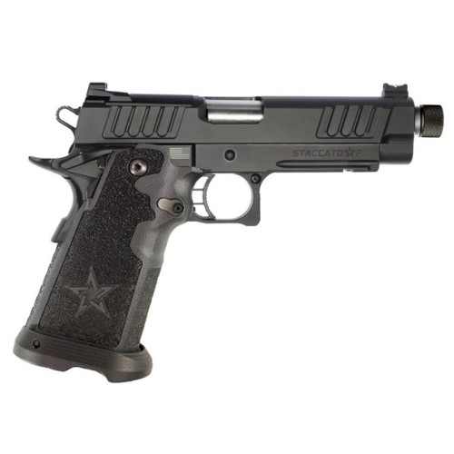 STACCATO P 9mm 5 17rd Optic Ready Pistol  Threaded Barrel  Black G2 TacTexture Grip