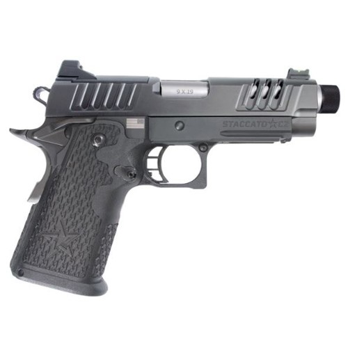 STACCATO C2 9mm 45 16rd Optic Ready Pistol  Threaded Barrel  Black TacTexture