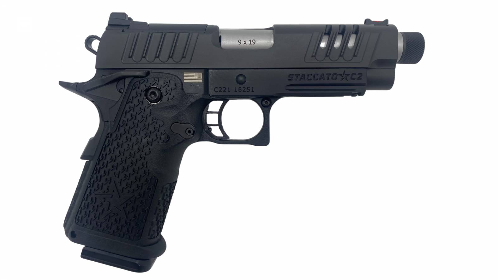 STACCATO C2 9mm 4.5" Threaded Barrel 16rd Curved Trigger - Black