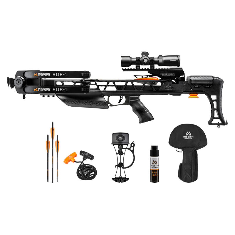 MISSION by MATHEWS SUB-1 Crossbow Pro Kit (Scope, Bolts, Quiver, Case) | Black