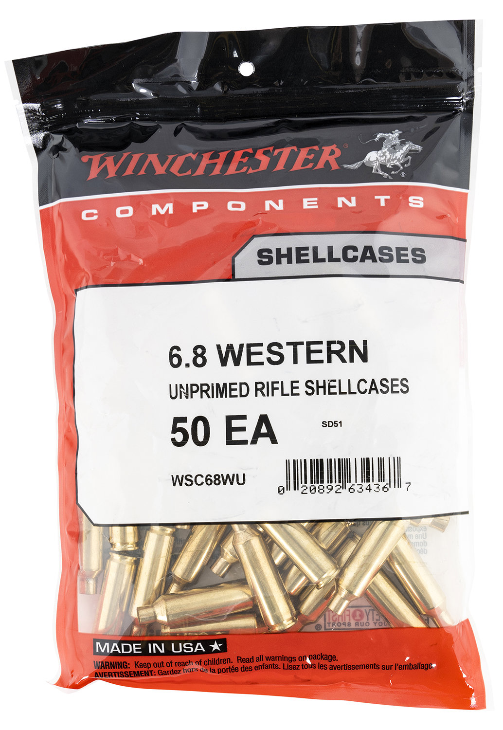 Winchester WINCHESTER AMMO 6.8 Western 50rd Shellcases