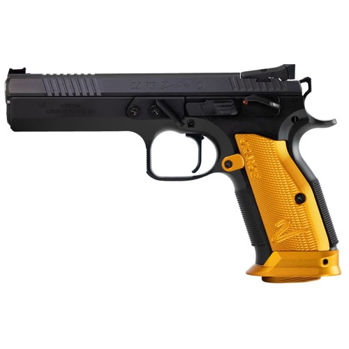 CZUSA TS 2 Orange 9mm 52 20rd Pistol  Black w Orange Aluminum Grips