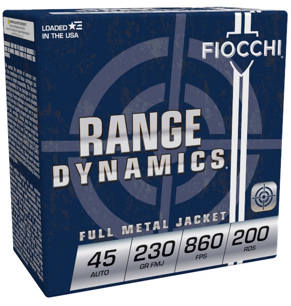 Fiocchi Fiocchi 45ARD Range Dynamics 45 ACP 230 GR Full Metal Jacket FMJ 200 Bx 3 Cs