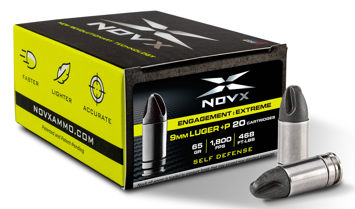 Novx NOVX AMMO 9MM LUGER+P 65GR ENGAGE EXTREM 20/10