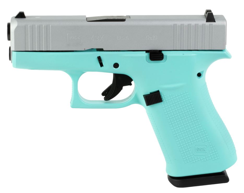 Glock GLOCK G43X Sub-Compact 9mm 3.41" 10rd Pistol - Robins Egg Blue | Silver
