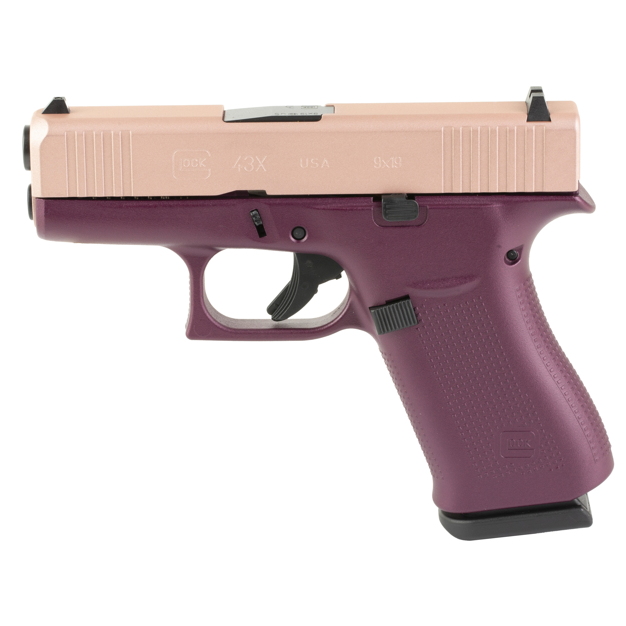 Glock GLOCK G43X 9mm 3.41" 10rd Pistol | Black Cherry w/ Rose Gold Slide