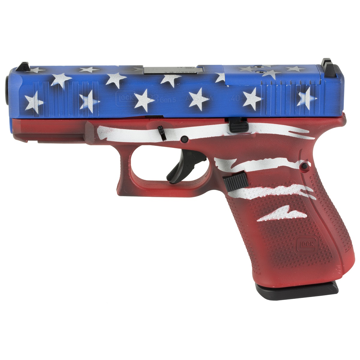 Glock GLOCK G23 G5 MOS 40S&W 4.02" 13rd Optic Ready Pistol | Red, White & Blue Battleworn Flag