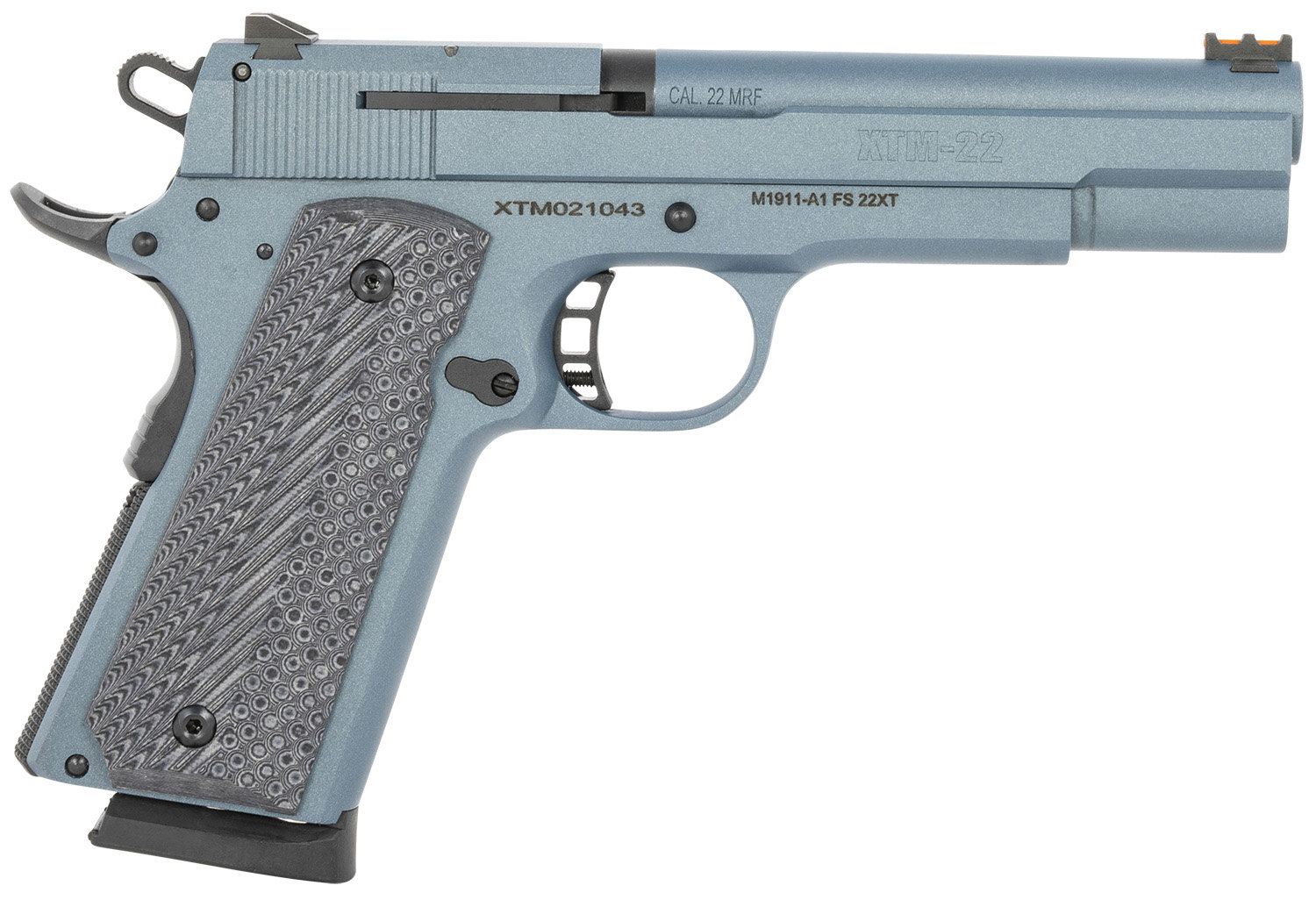 ROCK ISLAND M1911A1 FS 22 WMR 5" 14rd Pistol w/ Fiber Optic Sights - Blue Titanium | G10 Grips