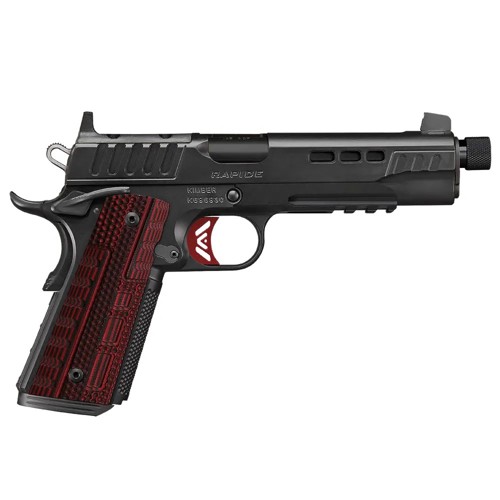 KIMBER Rapide Heat 1911 45ACP 5 8rd Optic Ready Pistol w Threaded Barrel  Black  Red G10