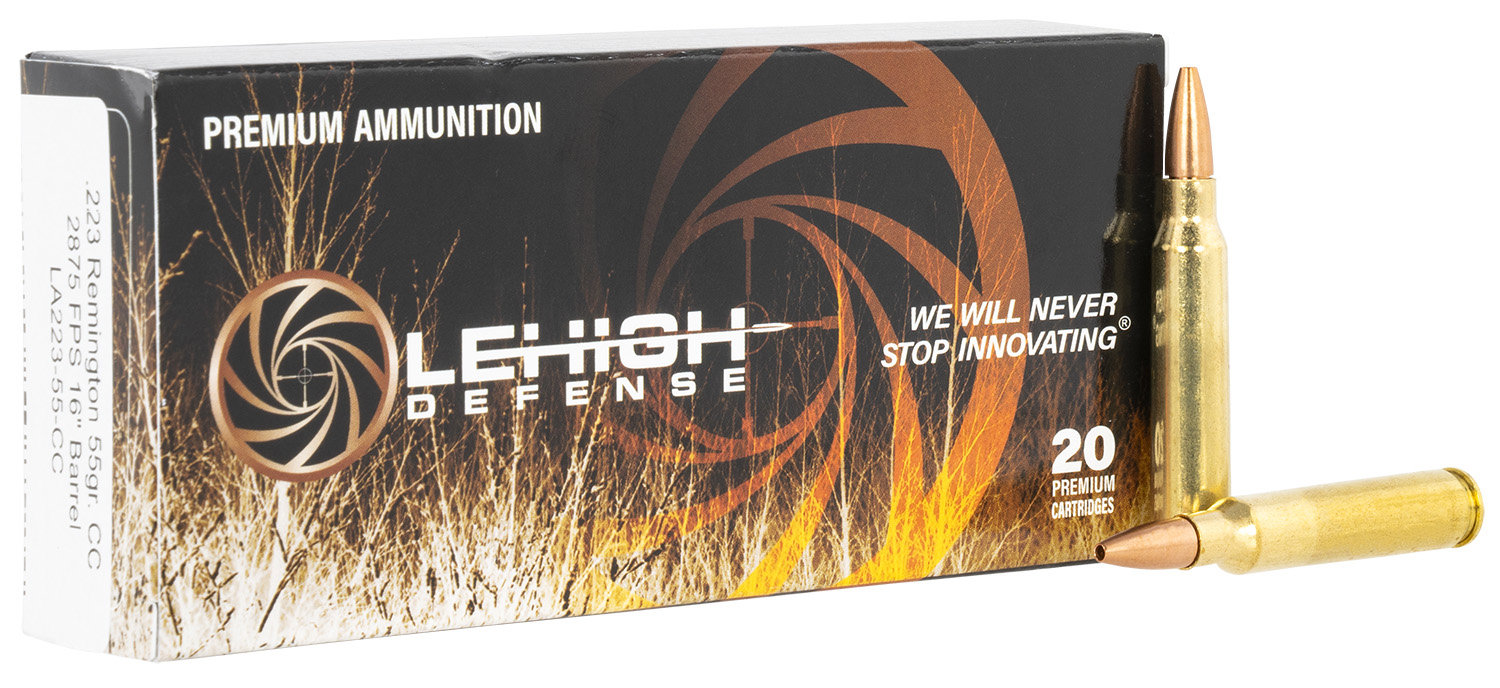 Lehigh Defense CC 223 Remington Ammo 55 Grain Lehigh Controlled Chaos Solid Hollow Point Lead Free Box of 20
