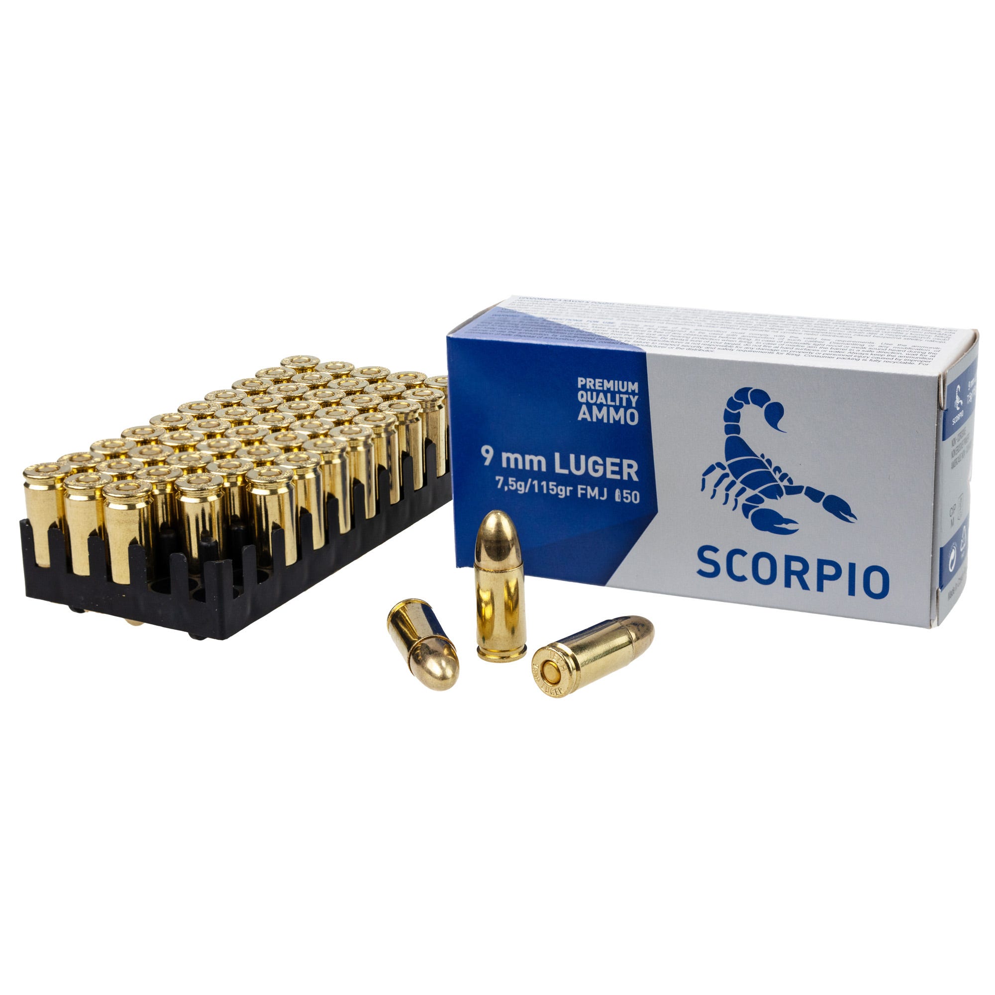 SCORPIO SCORPIO 9mm 115Gr Full Metal Jacket Brass Ammunition | 50 Round