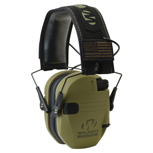 WALKER'S Razor Electronic Earmuff ODG 1pr (2) Morale Patch