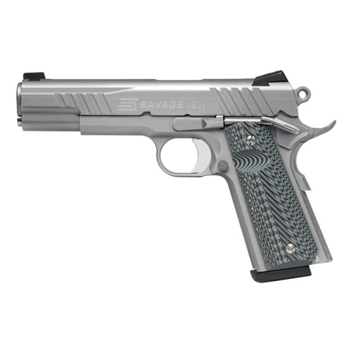 SAVAGE ARMS 1911 Government 45ACP 5" 8rd Pistol | Stainless w/ Grey VZ G10 Grips