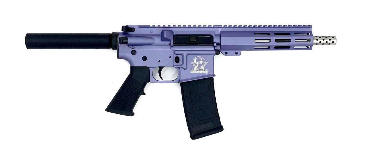 GREAT LAKES FIREARMS AR-15 223 Wylde 7.5″ 30rd Pistol w/ No Brace | Wild Orcid + Stainless