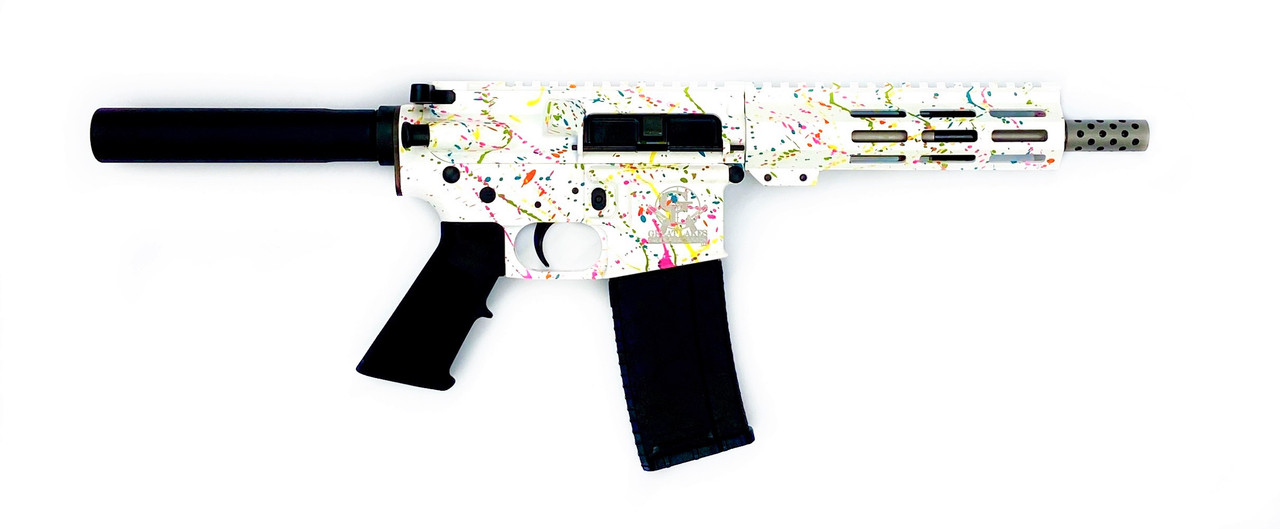 GLFA AR15 PISTOL 223 WYLDE – 7.5″ S/S BBL SPLATTER WHITE