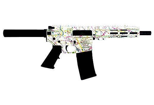GLFA AR15 PISTOL 223 WYLDE – 7.5″ NITRIDE SPLATTER WHITE