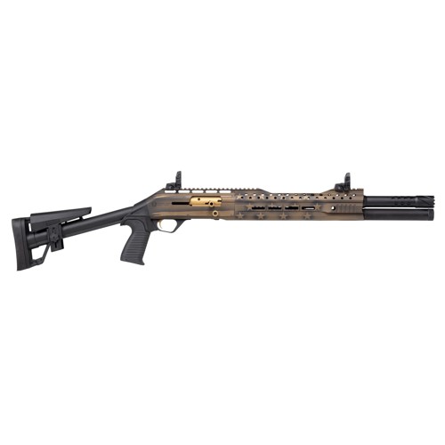 PANZER ARMS EG240 Tactical 12 Gauge 185 7rd  Black  Bronze w Custom Flag Cerekote