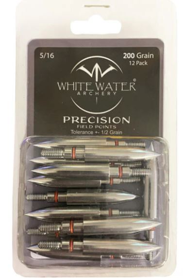 White Water Archery WHITEWATER ARCHERY Precision Field Points 5/16" 200gr, 12 Pack