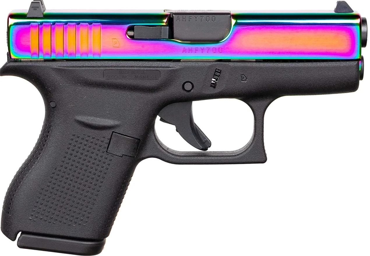 Glock GLOCK G42 380 ACP 3.25" 6rd Pistol | Rainbow Titanium PVD Slide