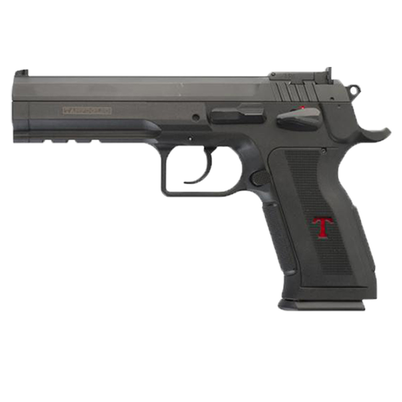 Tanfoglio TFLIMPROP9 Limited Custom 9mm Luger 19+1 4.76″ Stainless Steel Barrel, Black Serrated Steel Slide, Black Polymer Frame W/Beavertail, Textured Grip | USA Gun Store