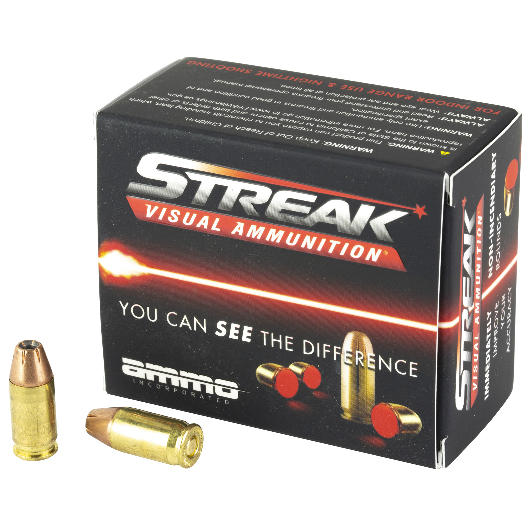 Ammo Inc Ammo 380090Jhpstr Streak 380 Auto 90 GR Jacketed Hollow Point JHP 20 Bx 10 Cs