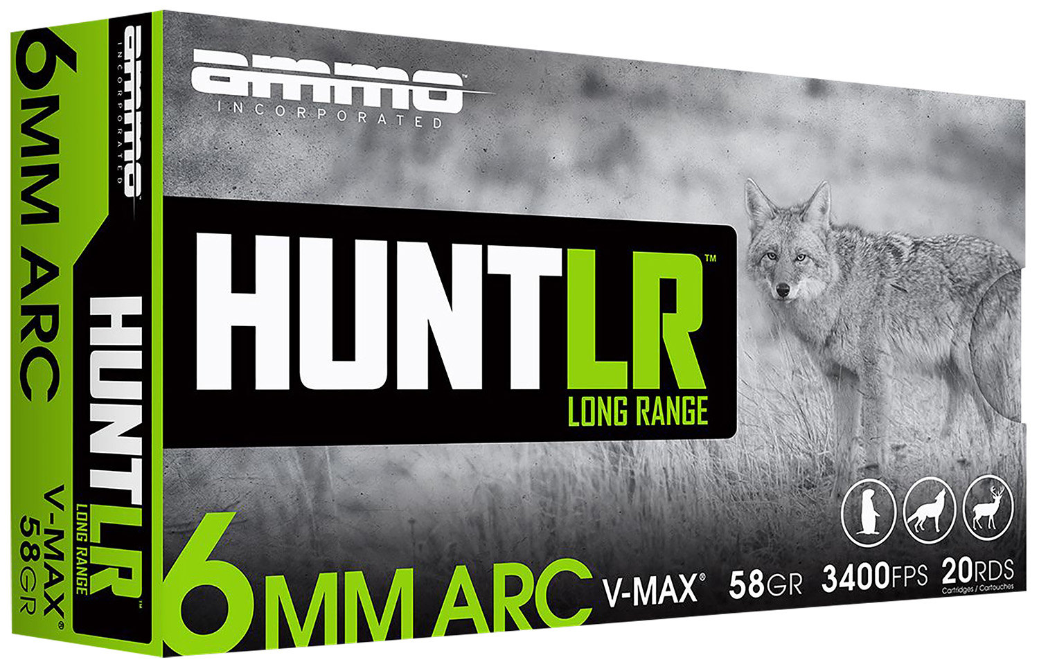Ammo Inc AMMO 6mm ARC 58Gr V-Max Hunt LR 20rd