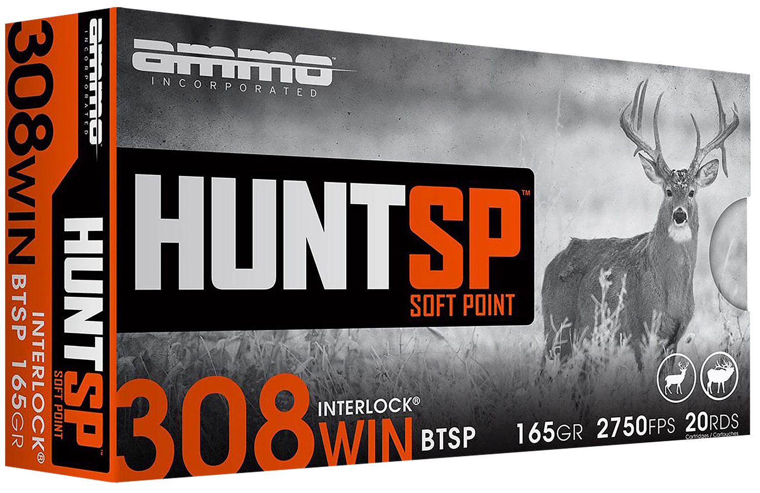 Ammo Inc Ammo Huntsp Amo 308 Win 165GR Interlock SP 20RD 10 Box Case