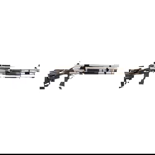 PANZER ARMS M4 12 Gauge 185 5rd  Nickel w Fixed Skeleton Stock