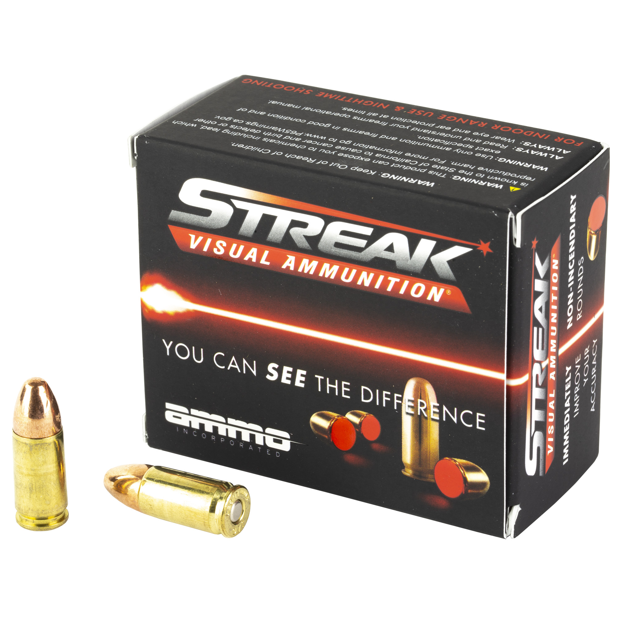 Ammo Inc AMMO 9mm Streak Visual RED 124Gr Total Metal Jackt 20rd