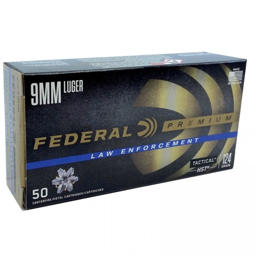 FEDERAL AMMO 9mm 124GR +P JHP HST 50rd