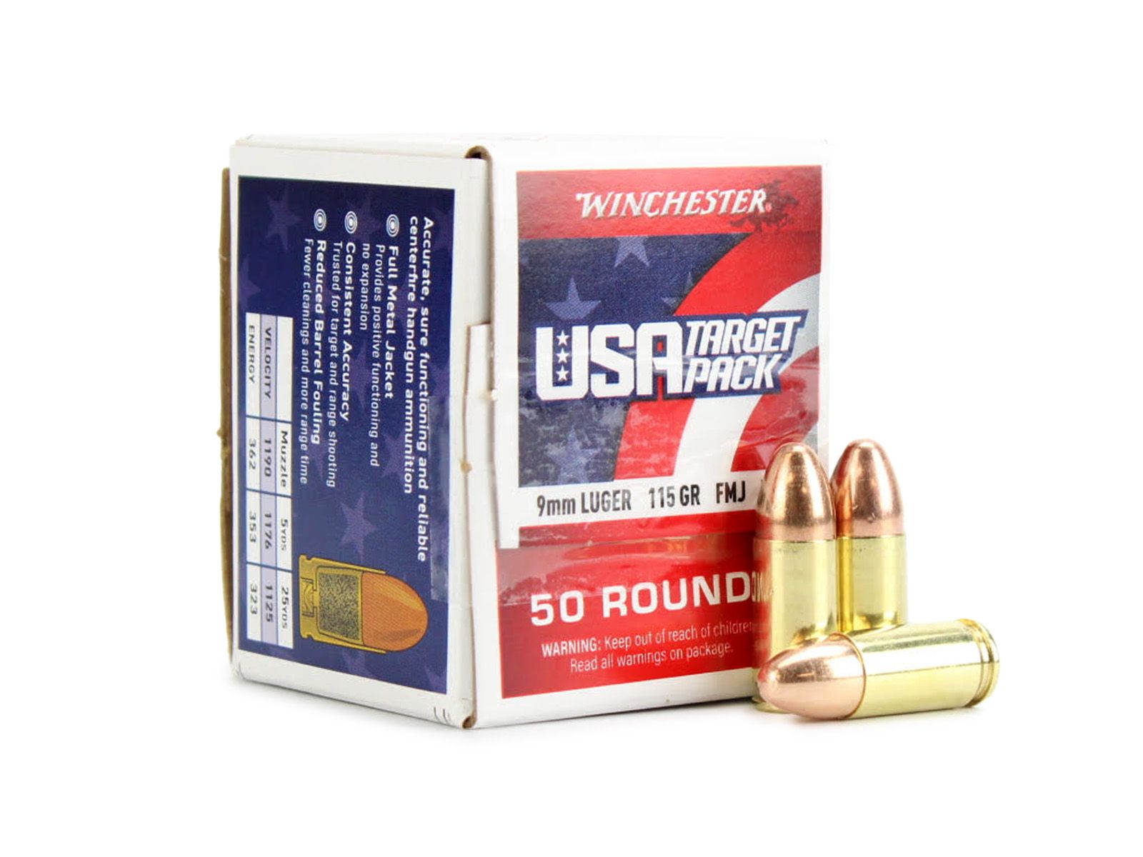 Winchester WINCHESTER AMMO 9mm 115Gr FMJ 50rd