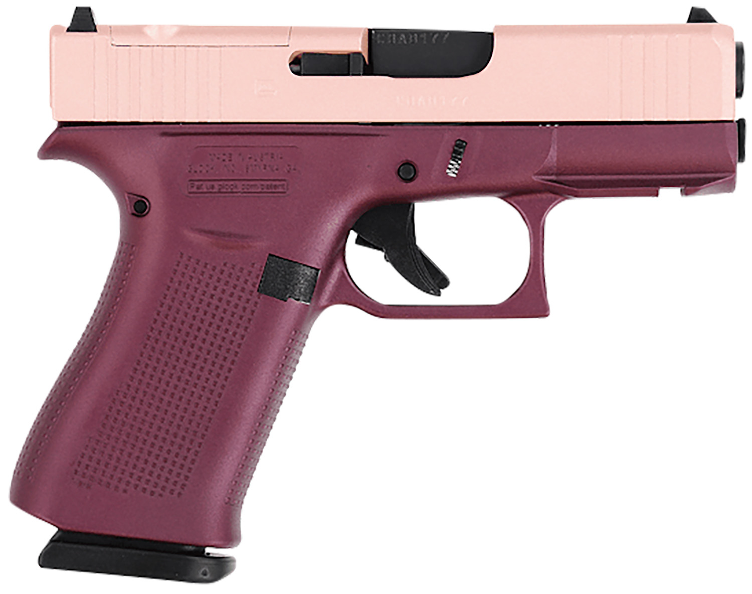 Glock GLOCK G43X 9mm 3.4" 10rd - Rose Gold / Black Cherry