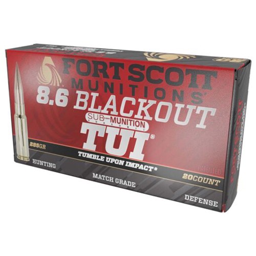 FORT SCOTT MUNITIONS 8.6 Blackout 285GR TUI Rifle Ammo 20rd