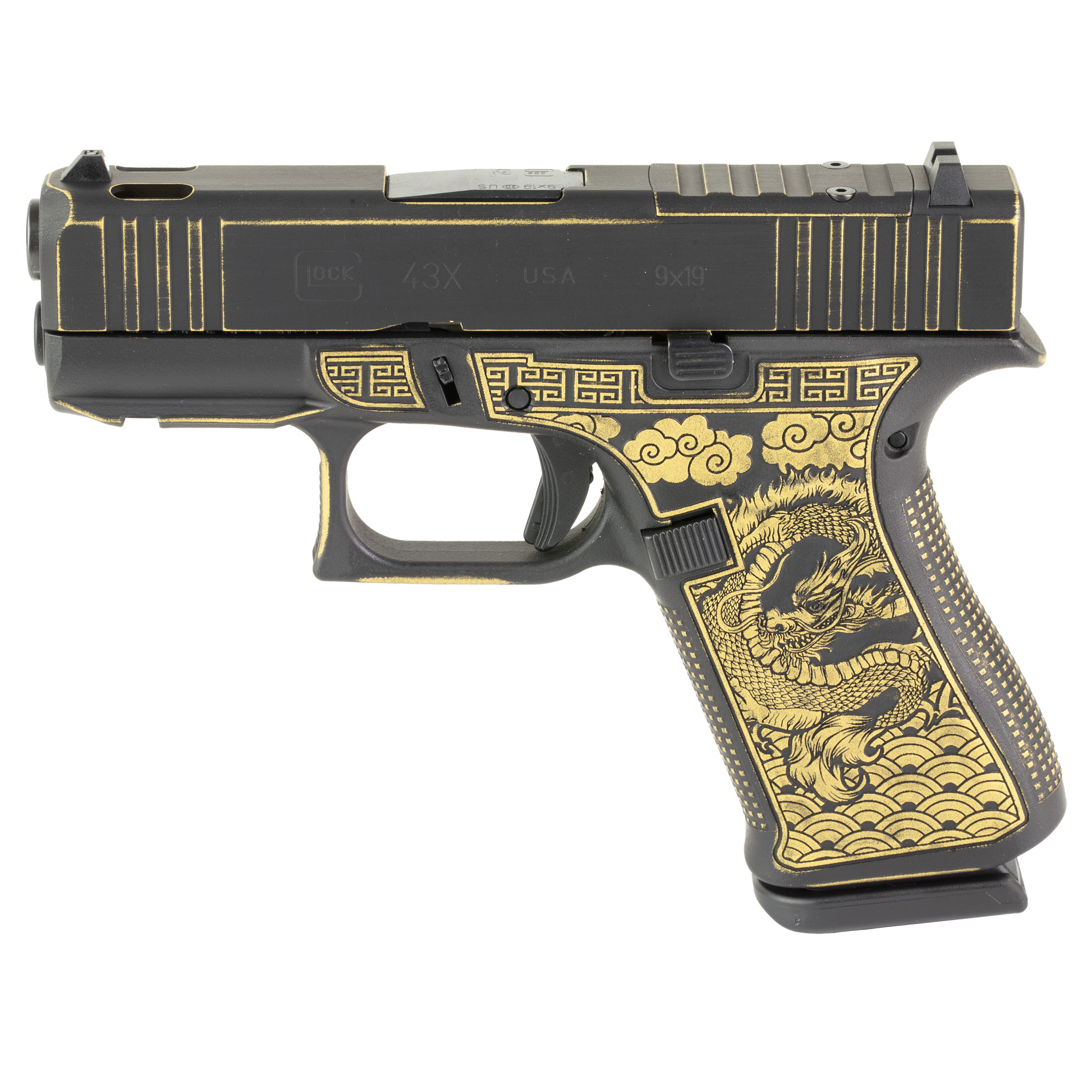 Glock GLOCK G43X 9mm Semi-Auto 3.41" 10rd - Black/Gld
