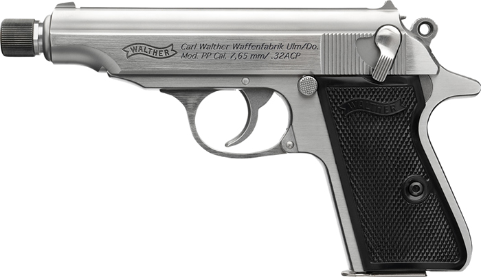 Walther PP SD 4796062 Pistol .32 ACP 3.9″ Threaded Barrel 8rd DA/SA Stainless Optics-Ready