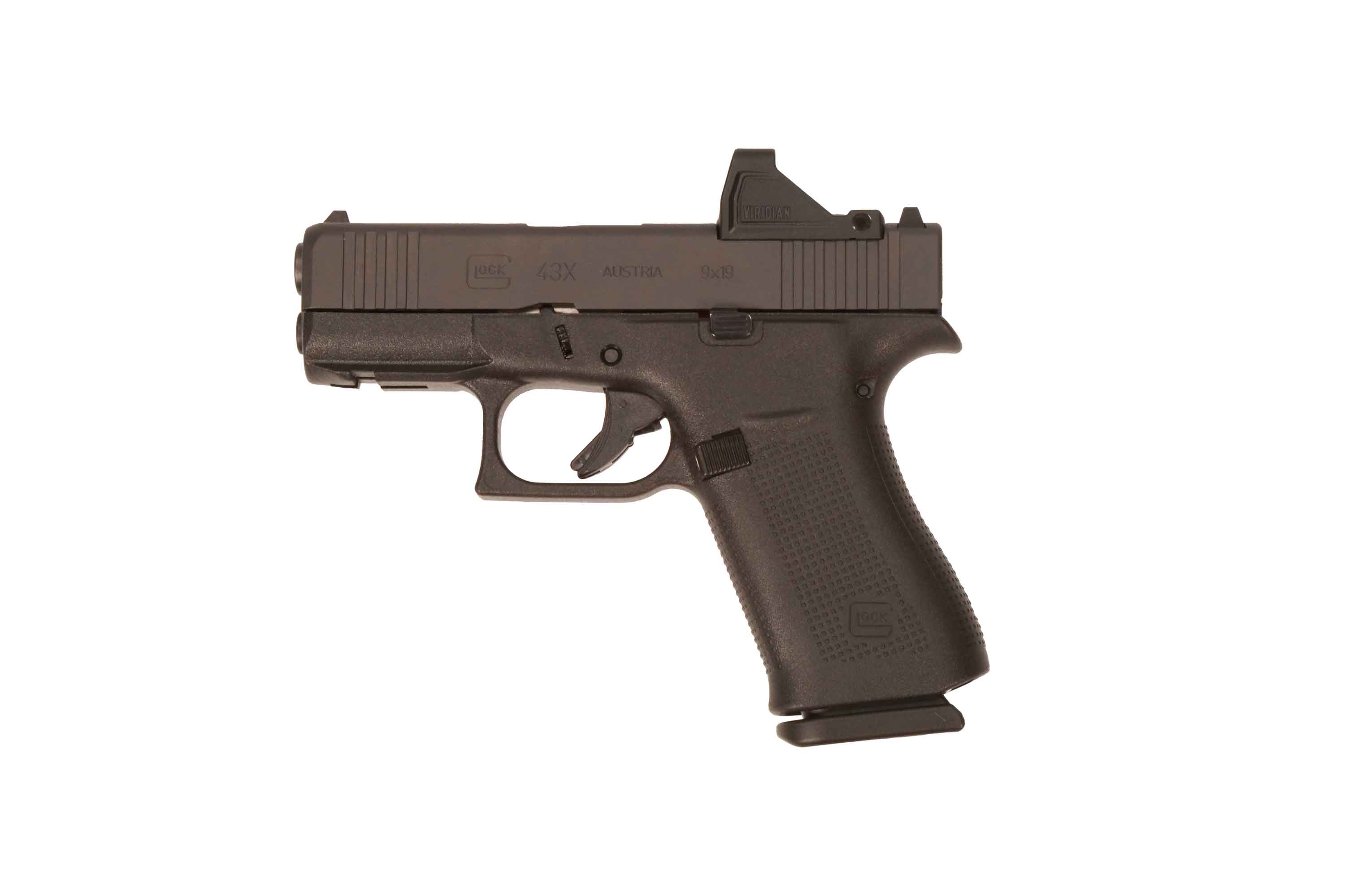GLOCK G43X MOS 9mm 3.4ʺ 10rd w/ Viridian RFX11 Green Dot - Black