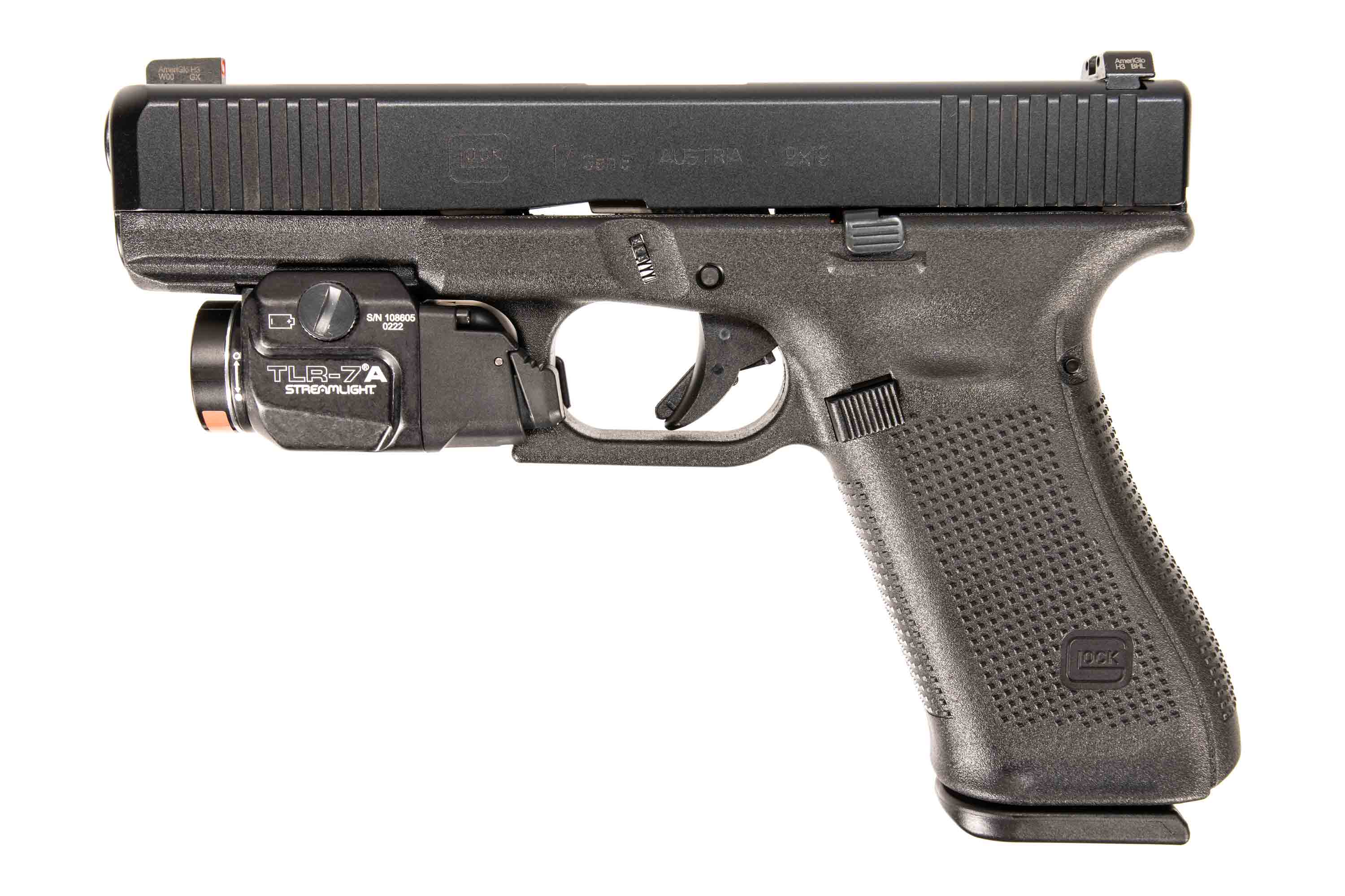 Glock GLOCK G17 GEN5 9MM 4.49" 17rd w/ Ameriglo Night Sights + Streamlight TLR-7A | POLICE TRADE-IN