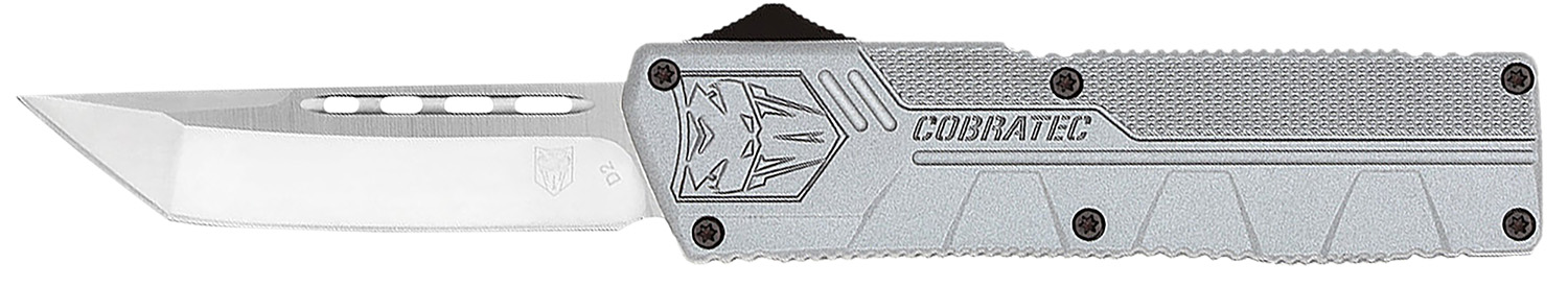 CobraTec Knives GYCTLWTNS Lightweight 3.25″ OTF Tanto Plain D2 Steel Blade, 4.25″ Gray Aluminum Alloy Handle,