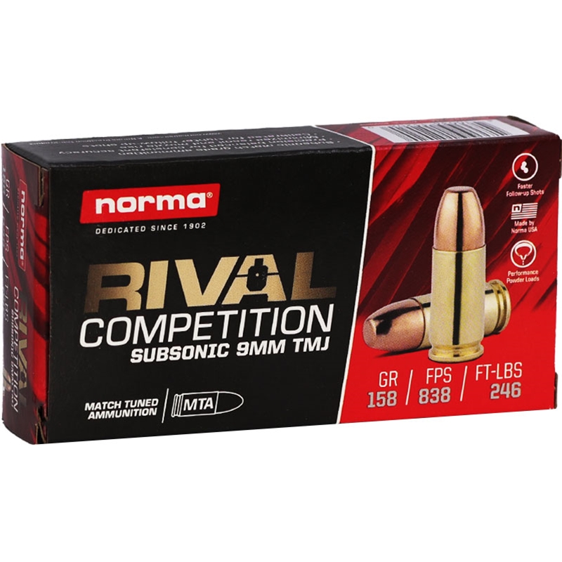 NORMA AMMO 9mm Rival 158Gr 50rd
