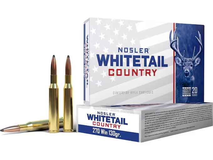 Nosler Whitetail Country Brass .270 Win 130 Grain 20-Rounds Solid Base