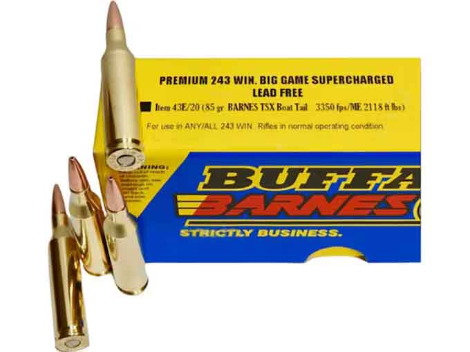 Buffalo Bore BUFFALO BORE 243 Win 85Gr Barnes TSX Boat Tail 3350FPS 20rd