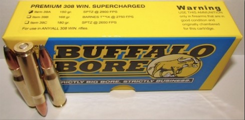 Buffalo Bore BUFFALO BORE 308 Win 150Gr SPTZ (2900FPS/ME 2800 ft lbs) 20rd